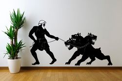 Hercules Sticker, Greek Mythology, Heracles And Cerberus, The Twelve Labors Of Heracles Wall Sticker Vinyl Decal Mural