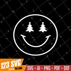 Christmas Happy Face, Smiley Face Christmas Tree Svg, Merry Christmas SVG, Funny Holiday Svg, Christmas Shirt, Png, Svg