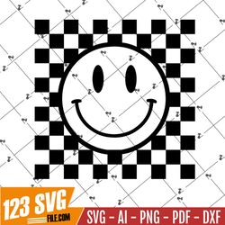 Checkered Pattern Smile Face SVG - Retro Smile Face - Design for Hoodie,Tshirt,Tumblr,Sweatshirt - Cricut DIY,Sublimatio