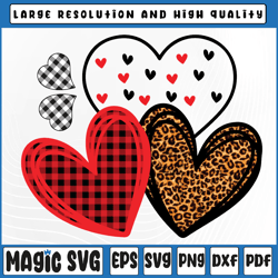 Girls Valentines Day Hearts Love Leopard Red Plaid Png, Cheetah Leopard Love Heart Png, Valentine Day, Digital Download