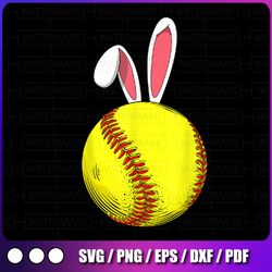 easter softball png, bunny rabbit ears png, softball png, girl softball easter rabbit bunny sublimation