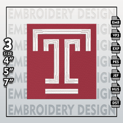 Temple Owls Embroidery Files, NCAA Logo Embroidery Designs, NCAA Owls, Machine Embroidery Designs