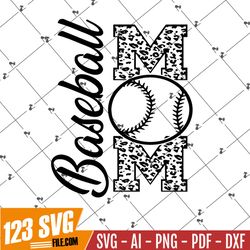 Baseball Mom Svg, Baseball Mama Shirt Design, Baseball Svg Files for Cricut - Cut File, Baseball Vector Clipart,Leopard