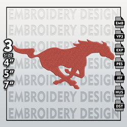 Mustangs Embroidery Files, NCAA Logo Embroidery Designs, NCAA Mustangs, Machine Embroidery Designs