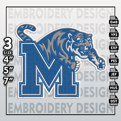 Memphis Tigers Embroidery Files, NCAA Logo Embroidery Designs, NCAA Tigers, Machine Embroidery Designs