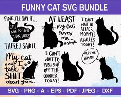 90 FUNNY CAT SVG BUNDLE - SVG, PNG, DXF, EPS, PDF Files For Print And Cricut