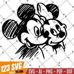 Minnie Mouse Sketch Version SVG, Family Trip Vacation SVG, Customize Gift Svg, Vinyl Cut File, Svg, Pdf, Jpg, Png, Ai Pr