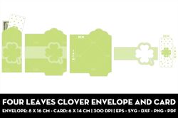 Four leaves clover envelope and card