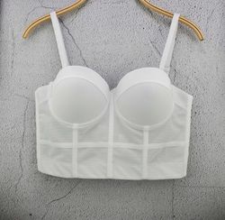 White corset top womens bustier mesh