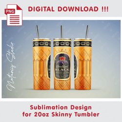 Crown Royal Template - Seamless Sublimation Pattern - 20oz SKINNY TUMBLER - Full Tumbler Wrap