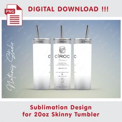 Ciroc Coconut Template - Seamless Sublimation Pattern - 20oz SKINNY TUMBLER - Full Tumbler Wrap