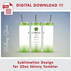 Ciroc Apple Template - Seamless Sublimation Pattern - 20oz SKINNY TUMBLER - Full Tumbler Wrap