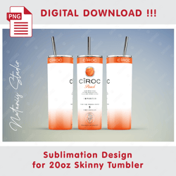 Ciroc Peach Template - Seamless Sublimation Pattern - 20oz SKINNY TUMBLER - Full Tumbler Wrap