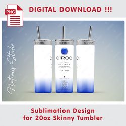 Ciroc Blue Template - Seamless Sublimation Pattern - 20oz SKINNY TUMBLER - Full Tumbler Wrap