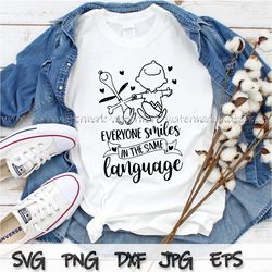 Everyone Smiles in the Same Language SVG, PNG Studio Cutting File for Cricut Silhouette Print, Kind svg, Kindness svg