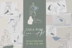 SVG Yoga Poses Line Art Svg , Eps , Dxf , Digital Download