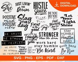 100 INSPIRATIONAL QUOTES SVG BUNDLE - SVG, PNG, DXF Files For Print And Cricut