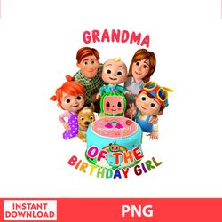 Grandma Of The Birthday Girl Png, Cocomelon Birthdays Wallpapers, Cocomelon Girl Png, digital file