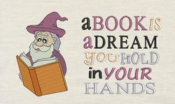 A book is a dream with Wizard 2 designs reading pillow-INSTANT D0WNL0AD