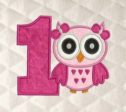 Owl girl birthday n1 embroidery design 3 Sizes -INSTANT D0WNL0AD