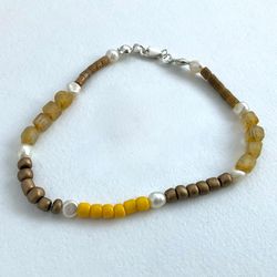 Handmade Eco Friendly Dainty Beaded Bracelet - Mixed Beads