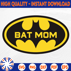 Batman Mom Logo Svg, Super Mom, Super Mom Bat Hero Funny, Mother's Day Svg, Svg cut file for Cricut, Digital File