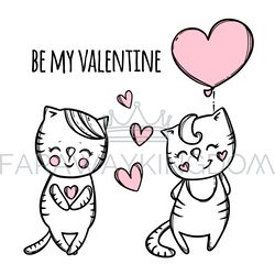 LOVE KITTENS Valentine Day Cartoon Vector Illustration Set