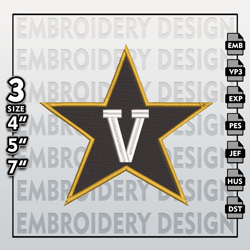 Vanderbilt Commodores Embroidery Files, NCAA Logo Embroidery Designs, NCAA Commodores, Machine Embroidery Designs