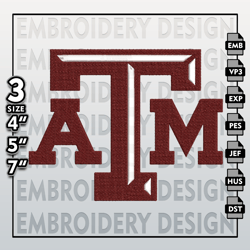 Texas AM Aggies Embroidery Files, NCAA Logo Embroidery Designs, NCAA Aggies, Machine Embroidery Designs