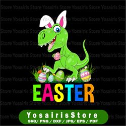 Easter Day T Rex Dino Rabbit Ears With Egg Png, Funny Dinosaur Boys Png, Happy Dinosaur Easter Png, Funny Easter Day Png