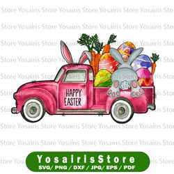 Happy Easter Pink Truck With Bunny Png, Sublimation Design, Easter Sublimation Png, Easter Truck Png, Easter Bunny