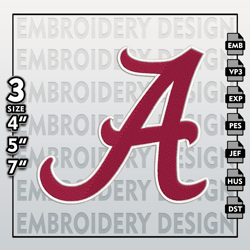 Alabama Crimson Tide Embroidery Files, NCAA Logo Embroidery Designs, NCAA Crimson Tide, Machine Embroidery Designs
