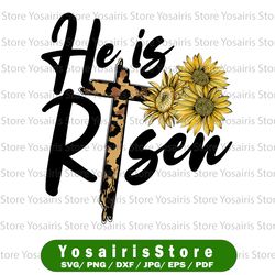 He Is Risen, He Is Risen PNG, Easter, File Design For Sublimation Or Print, Leopard Christian Cross, Instamnt Digital