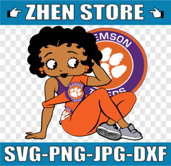 Betty Boop With Clemson Tigers PNG File, NCAA png, Sublimation ready, png files for sublimation,printing DTG printing -