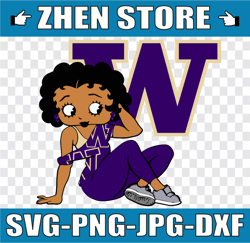 Betty Boop With Washington Huskies PNG File, NCAA png, Sublimation ready, png files for sublimation,printing DTG printin