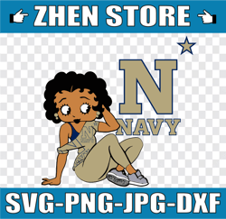 Betty Boop With Navy Midshipmen Football PNG File, NCAA png, Sublimation ready, png files for sublimation,printing DTG p