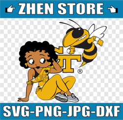 Betty Boop With Georgia Tech Yellow Football PNG File, NCAA png, Sublimation ready, png files for sublimation,printing D
