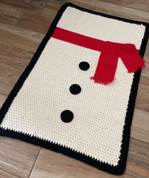 Crochet Snowman Blanket, Handmade Snowman Blanket, Christmas Crochet Blanket, Crochet Christmas Snowman Blanket