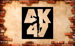 AK-47 Sticker, Kalashnikov Assault Rifle, Weapon, Wall Sticker Vinyl Decal Mural Art Decor