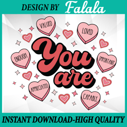 Retro Candy Heart Teacher Valentine's Day You Are Enough Png, Valentine Day Png, Digital download