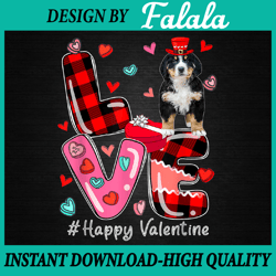 LOVE Happy Valentine Bernedoodle Wearing Valentine's Hat Png, Valentine Day Png, Digital download