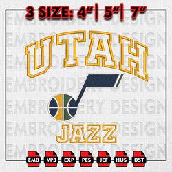 NBA Utah Jazz Embroidery Files, NBA teams, NBA Jazz Embroidery Designs, Machine Embroidery Designs