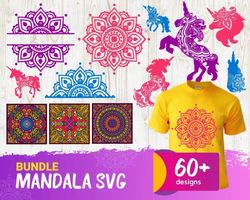 60 MANDALA SVG BUNDLE - SVG, PNG, DXF, EPS, PDF Files For Print And Cricut