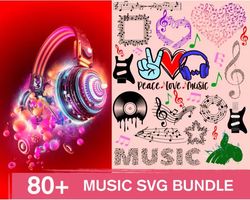 80 MUSIC SVG BUNDLE - SVG, PNG, DXF Files For Print And Cricut