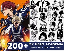 200 MY HERO ACADEMIA SVG BUNDLE - SVG, PNG, DXF, EPS, PDF Files For Print And Cricut