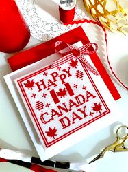 HAPPY CANADA DAY  Ornament cross stitch pattern PDF by CrossStitchingForFun,  Instant download, Canada Day card chart