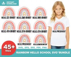 45 RAINBOW HELLO PINK SVG BUNDLE - SVG, PNG, DXF, EPS, PDF Files For Print And Cricut