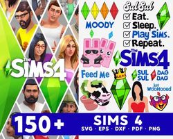 150 SIMS SVG BUNDLE - SVG, PNG, DXF, EPS, PDF Files For Print And Cricut