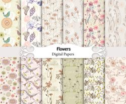 Floral seamless patterns.