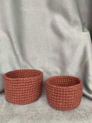hand crocheted cotton interior storage basket,nursery decor, small storage baskets